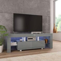 Vidaxl TV omarica z LED svetilkami visok sijaj siva 130x35x45 cm
