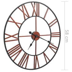 Vidaxl Stenska ura kovinska 58 cm rdeča