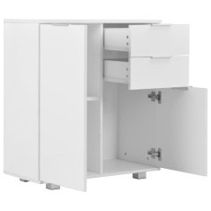 Vidaxl Komoda visok sijaj bela 71x35x80 cm iverna plošča