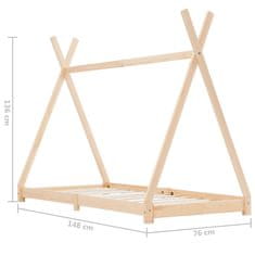 Vidaxl Otroški posteljni okvir iz trdne borovine 70x140 cm