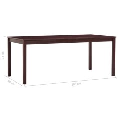 Vidaxl Jedilna miza temno rjava 180x90x73 cm borovina