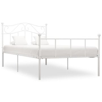 Vidaxl Posteljni okvir bel kovinski 90x200 cm