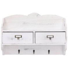 Vidaxl Stenski obešalnik za plašče bel 50x10x34 cm les