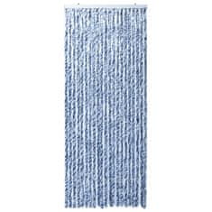 Greatstore Zavesa proti mrčesu iz šenilje 90x220 cm modra, bela in srebrna