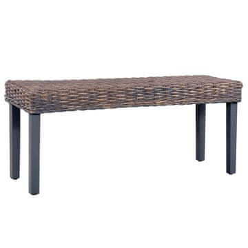 Vidaxl Klop 110 cm siv naraven kubu ratan in trden mahagonov les