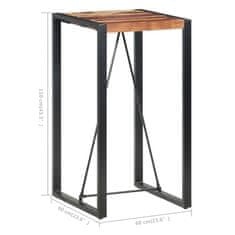 Vidaxl Barska miza 60x60x110 cm iz trdnega palisandra