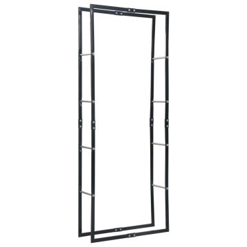 Vidaxl Stojalo za drva črno 80x25x200 cm jeklo