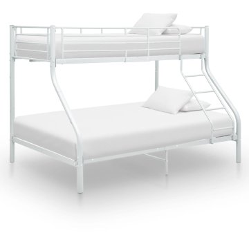 Vidaxl Posteljni okvir pograd bel kovinski 140x200/90x200 cm