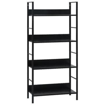 Vidaxl Knjižna polica 4-nadstropna črna 60x27,6x124,5 cm inž. les