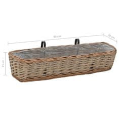 Greatstore Balkonski cvetlični lonec 2 kosa pleten s PE podlogo 80 cm