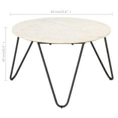 Vidaxl Klubska mizica bela 65x65x42 cm pravi kamen z marmorno teksturo