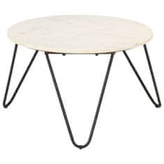 Vidaxl Klubska mizica bela 65x65x42 cm pravi kamen z marmorno teksturo