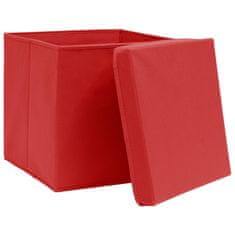 shumee Škatle s pokrovi 10 kosov 28x28x28 cm rdeče