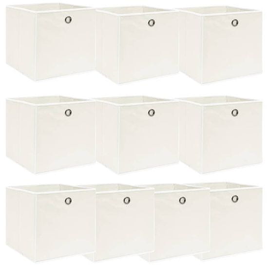 Greatstore Škatle za shranjevanje 10 kosov bele 32x32x32 cm blago