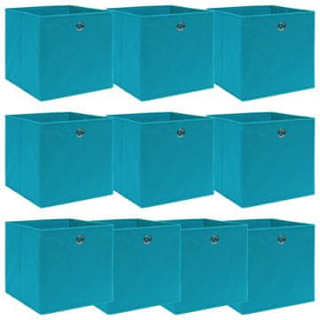shumee Škatle za shranjevanje x 10 baby modre 32x32x32 cm blago