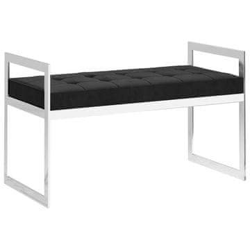 Vidaxl Klop 97 cm črn žamet in nerjaveče jeklo