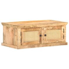 Vidaxl Klubska mizica 90x50x35 cm trden mangov les in naravni trst
