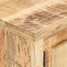 Vidaxl Klubska mizica 90x50x35 cm trden mangov les in naravni trst