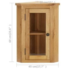 Vidaxl Stenska kotna omarica 45x28x60 cm trdna hrastovina