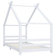 Vidaxl Otroški posteljni okvir bel iz trdne borovine 90x200 cm