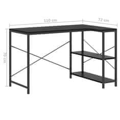 Vidaxl Računalniška miza črna 110x72x70 cm iverna plošča