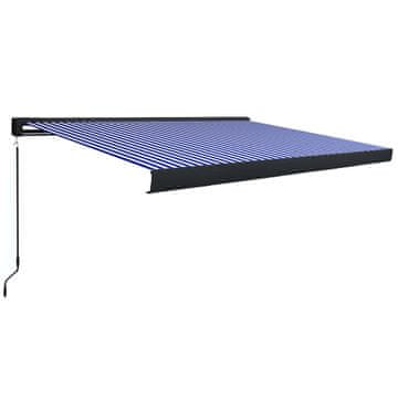Vidaxl Ročno zložljiva kasetna tenda 450x300 cm modra in bela