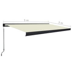 Vidaxl Ročno zložljiva kasetna tenda 500x300 cm krem