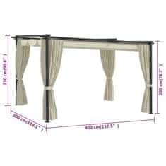 Vidaxl Paviljon 4x3 m krem