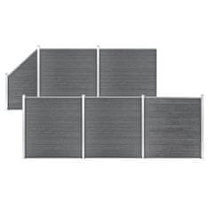 shumee WPC ograjni paneli 5 kvadratnih + 1 poševni 965x186 cm sivi