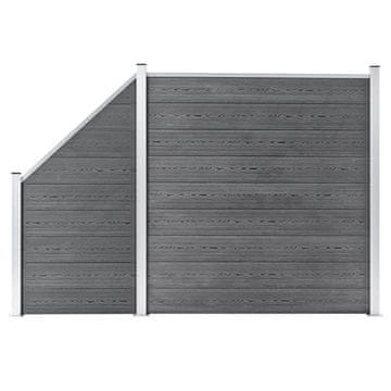 Vidaxl WPC ograjni panel 1 kvadraten + 1 poševni 273x186 cm sivi
