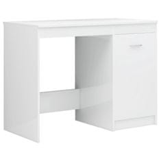 Vidaxl Pisalna miza visok sijaj bela 140x50x76 cm iverna plošča