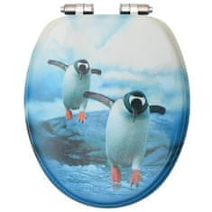 shumee Deska za WC školjko s pokrovom 2 kosa mediapan dizajn pingvina