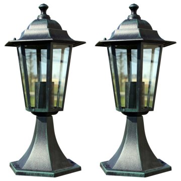 Vidaxl Vrtna svetilka 2 kosa temno zelena/črna aluminij