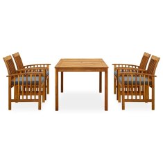 Vidaxl 3058088 5 Piece Garden Dining Set with Cushions Solid Acacia Wood (45962+2x312130)