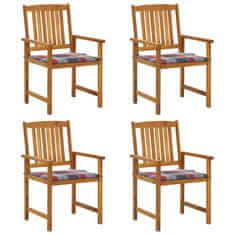 Vidaxl Režiserski stoli z blazinami 4 kosi trden akacijev les