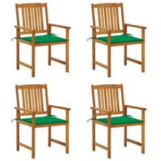Greatstore Režiserski stoli z blazinami 4 kosi trden akacijev les