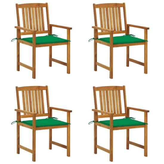 Greatstore Režiserski stoli z blazinami 4 kosi trden akacijev les