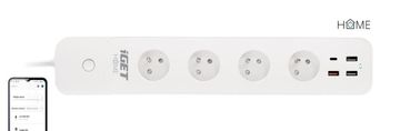 iGET HOME Power 4 USB - pametni podaljšek WiFi 4x 230V + 4x USB, samostojen, merjenje porabe, 3680W