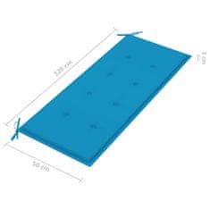 Vidaxl Vrtna klop z modro blazino 120 cm trdna tikovina