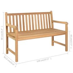 Vidaxl Vrtna klop z rdečo blazino 120 cm trdna tikovina