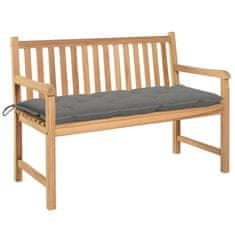 Vidaxl Vrtna klop s sivo blazino 120 cm trdna tikovina