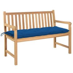Vidaxl Vrtna klop z modro blazino 120 cm trdna tikovina