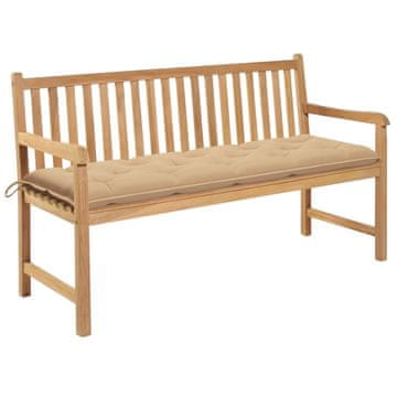 Vidaxl Vrtna klop z bež blazino 150 cm trdna tikovina