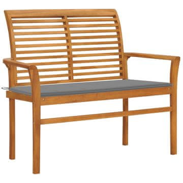 Vidaxl Vrtna klop s sivo blazino 112 cm trdna tikovina