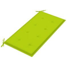 Vidaxl Vrtna klop s svetlo zeleno blazino 112 cm trdna tikovina