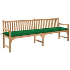 Vidaxl Vrtna klop z zeleno blazino 240 cm trdna tikovina