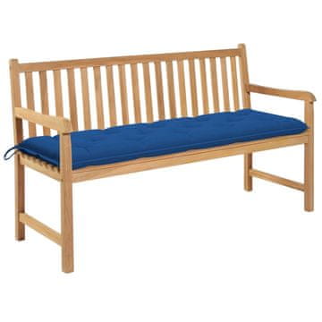 Vidaxl Vrtna klop z modro blazino 150 cm trdna tikovina