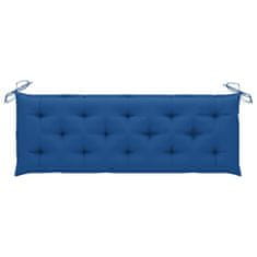 Vidaxl Vrtna klop z modro blazino 150 cm trdna tikovina