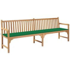 Vidaxl Vrtna klop z zeleno blazino 240 cm trdna tikovina