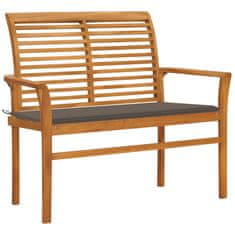 Vidaxl Vrtna klop s taupe blazino 112 cm trdna tikovina